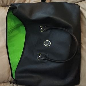 Christian Dior black vinyl weekender bag tote.